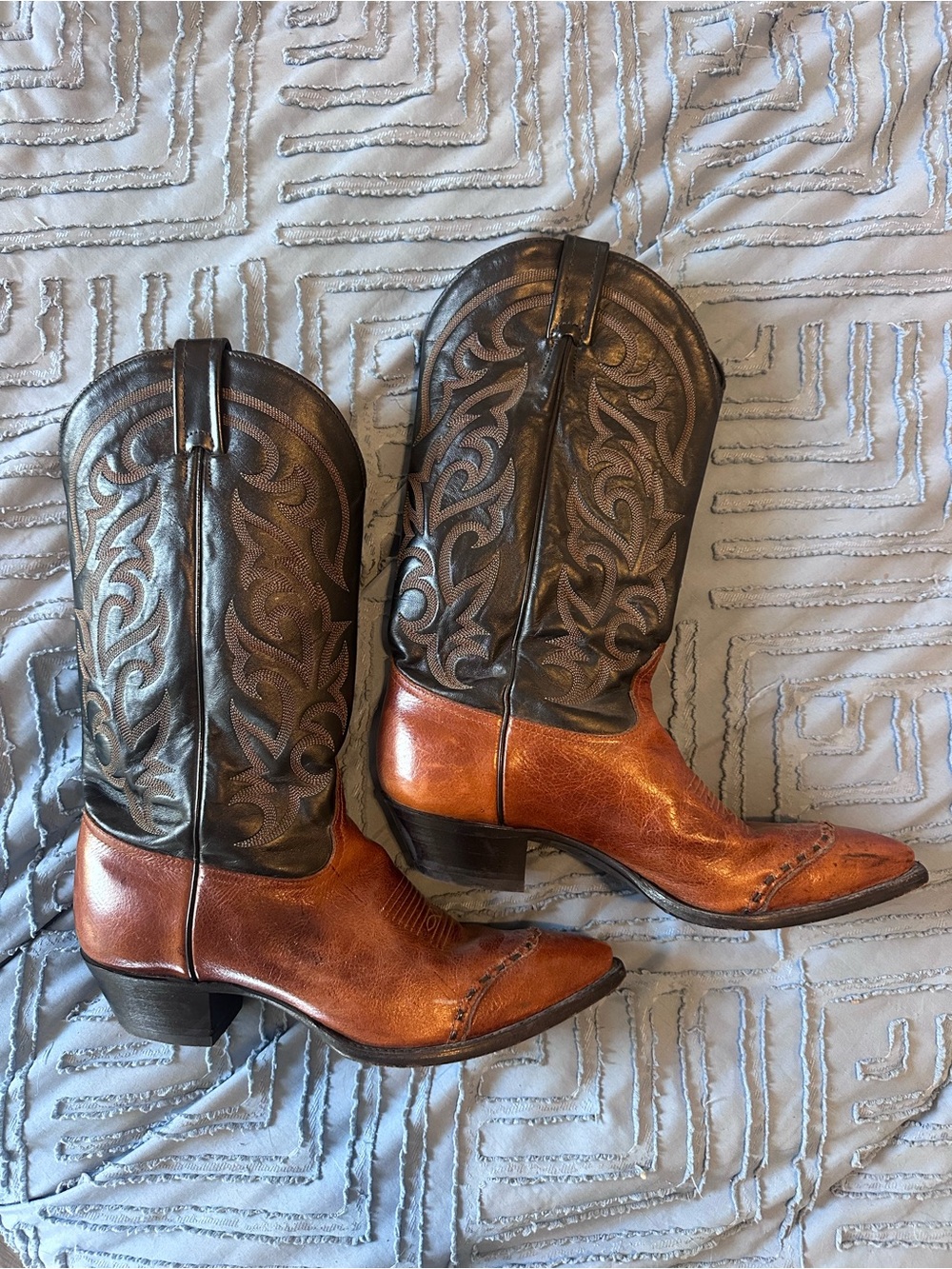 Vintage Brown Leather Western Cowboy Boots - Men’s size 5, fit women’s 9